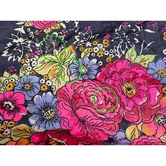 Vintage Bright Floral Neon Scarf Fringe Navy Blue Ukrainian Russian - Picture 4 of 6